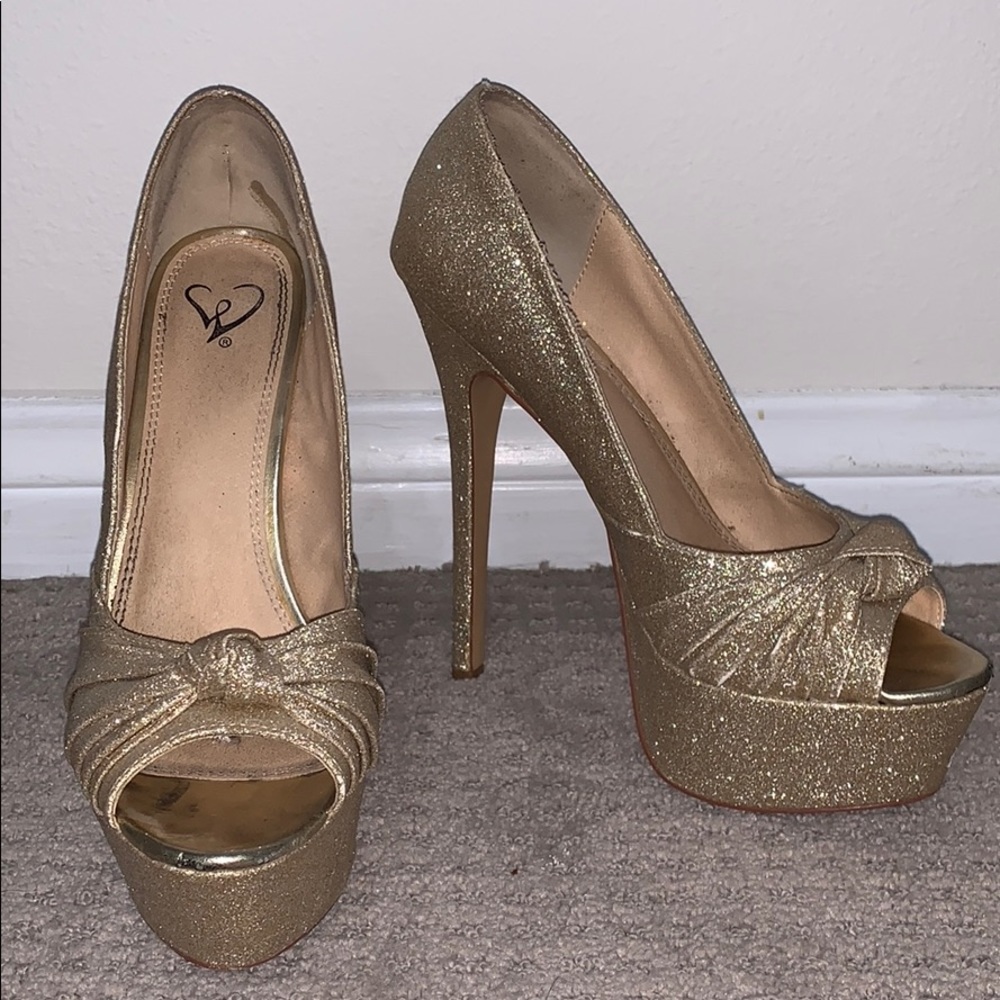 Windsor 5” gold sparkly heels